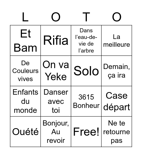 Manie Musicale 2023 Titres Bingo Card