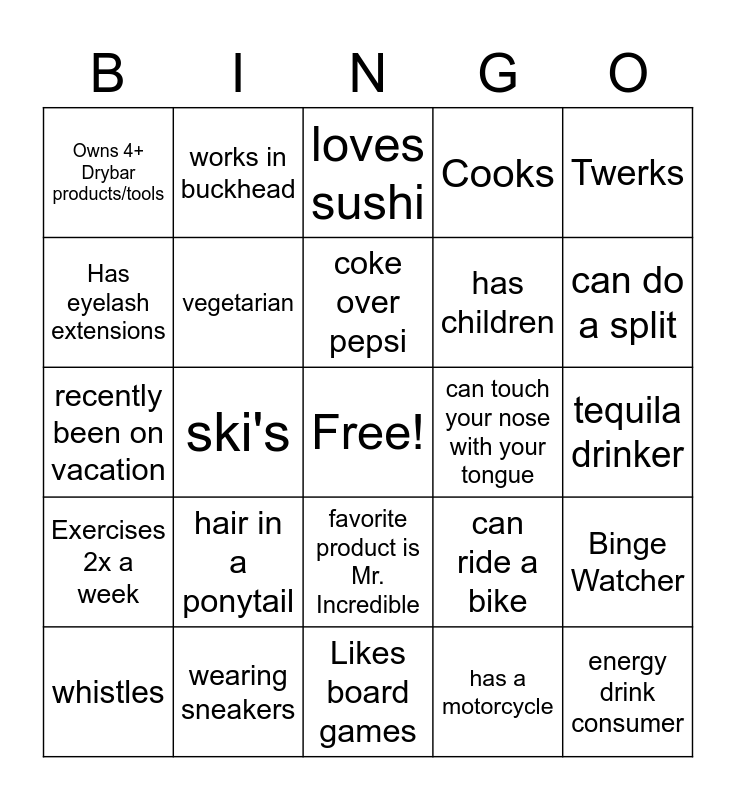 Be Yourself Bingo Card