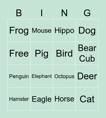 Animal Crossing Species Bingo! Bingo Card