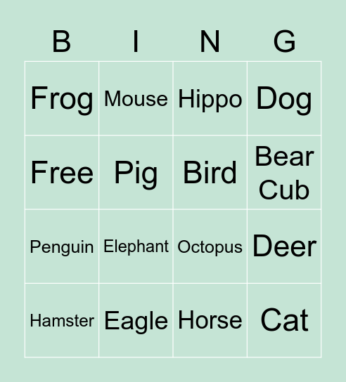 Animal Crossing Species Bingo! Bingo Card
