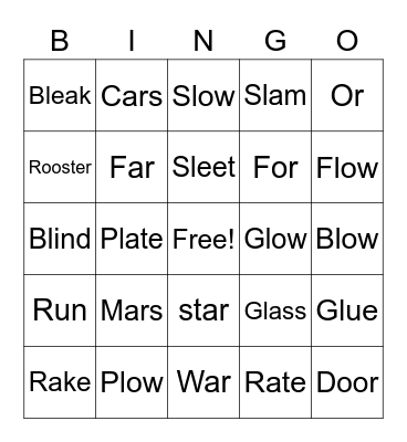 R and L blends Bingo Card