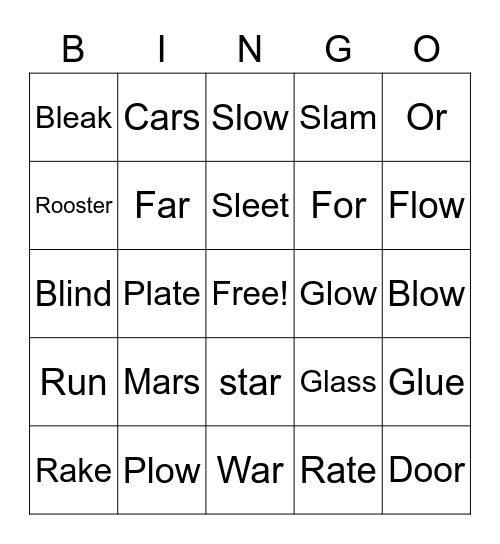 R and L blends Bingo Card