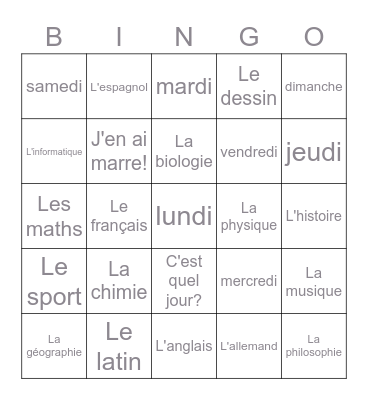 Le Jeu de Loto Ashlee Bingo Card