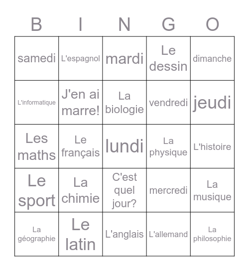 Le Jeu de Loto Ashlee Bingo Card