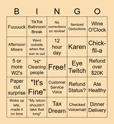 Tax Season BINGO! Bingo Card