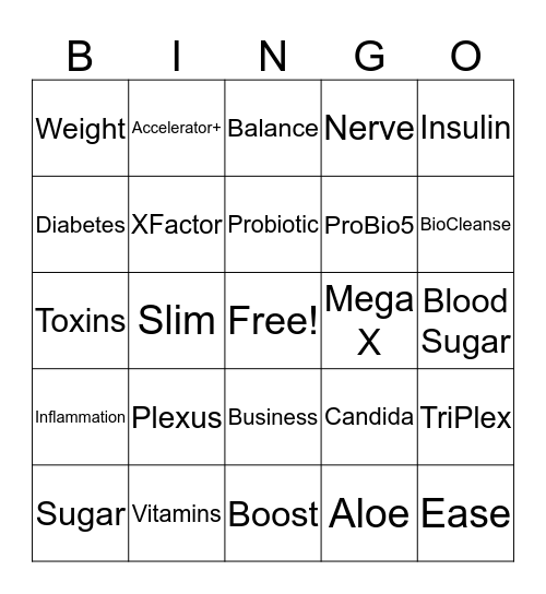 Plexus Bingo Card