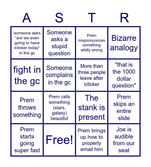 Bingo! Bingo Card