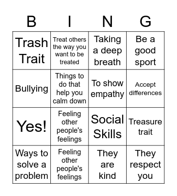 Social Skills Bingo Card