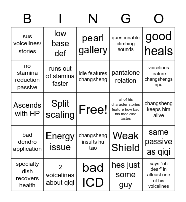 Baizhu Bingo Card