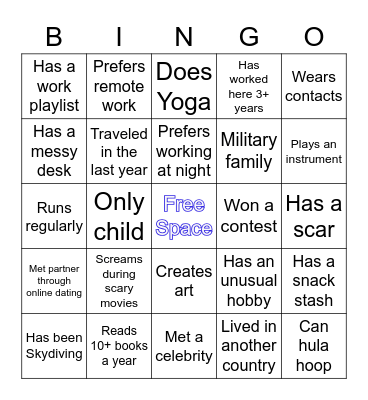 Icebreaker Bingo Card