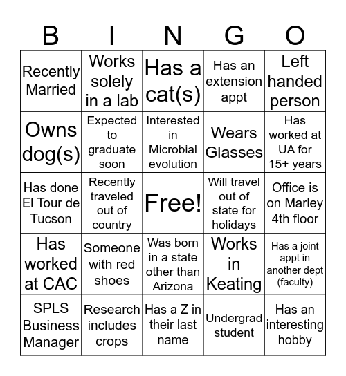 PLANT SCIENCE BINGO Card