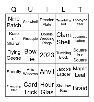 QUILTING BLOCKS Bingo Card