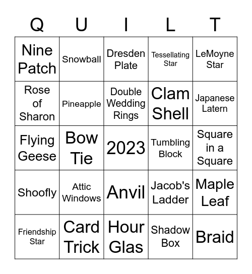 QUILTING BLOCKS Bingo Card