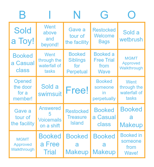 Front Desk Bingo! Bingo Card