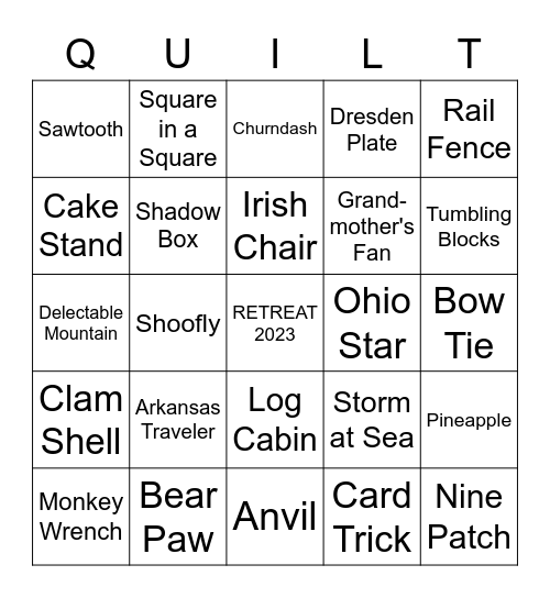 QUILT BLOCKS Bingo Card