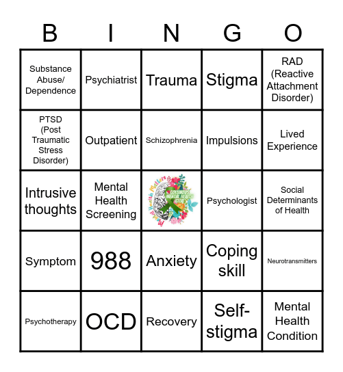 Mental Health Week 2023 Bingo Card
