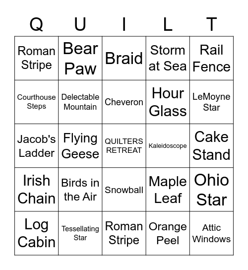 QUILT BLOCKS Bingo Card