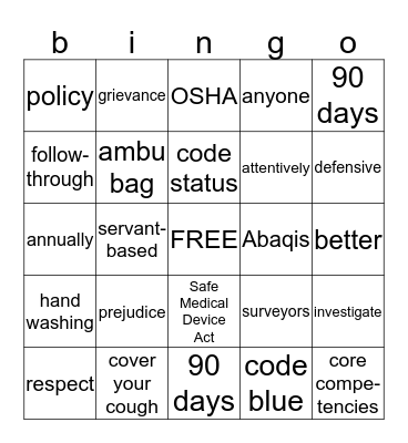 Education Bingo Card