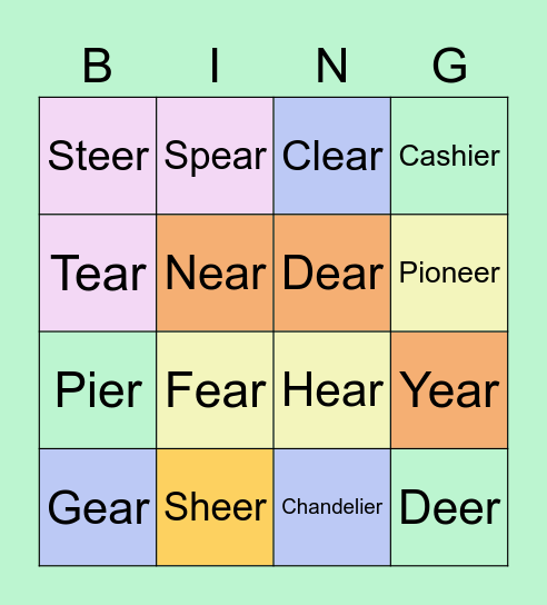 /ear/ Bingo Card