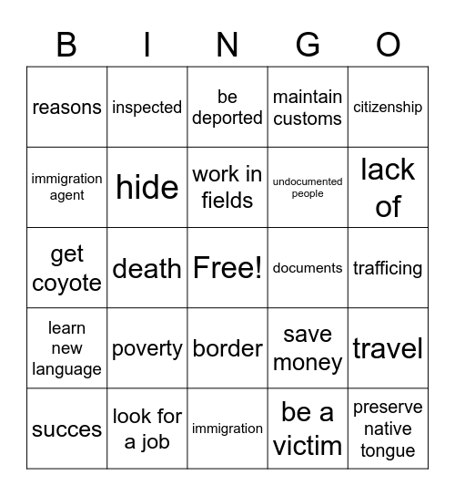 Untitled Bingo Card