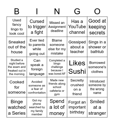 Birthday Bingo Card