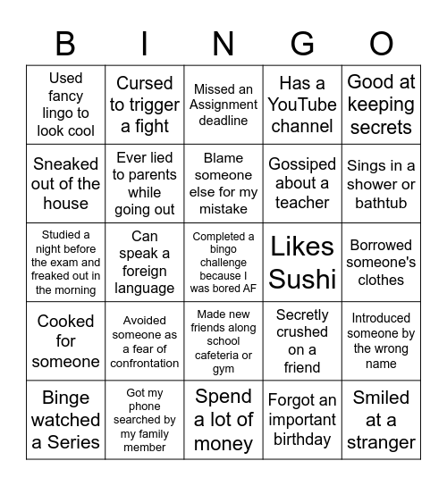 Birthday Bingo Card