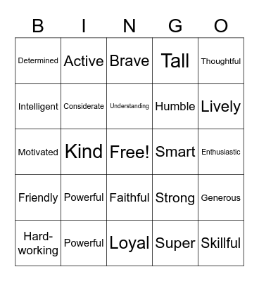 SUPERHERO BINGO Card