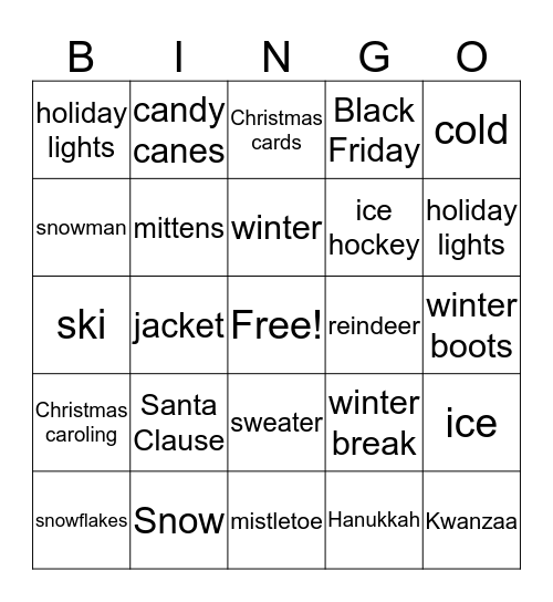 Holiday BINGO Card