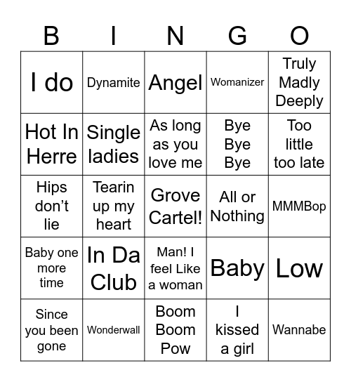Mix it up Grove Cartel Bingo Card