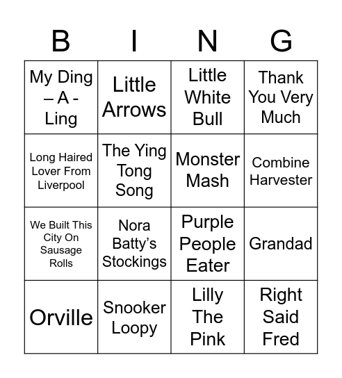 Sticks' Singo Bingo Card