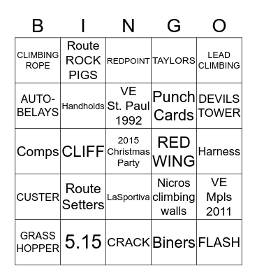 Vertical Endeavors Christmas Party Bingo Card