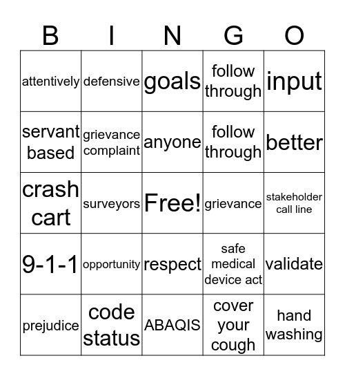 Education Bingo Card