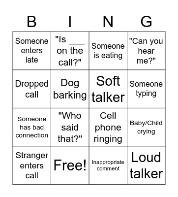 H & B's Virtual Happy Hour Bingo Card