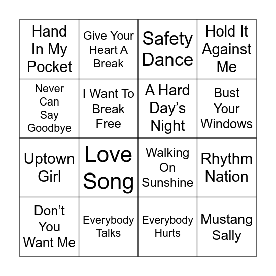 Speedy Glee Bingo Card