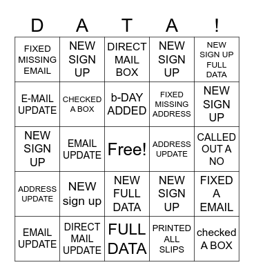 VIP @ DATA Bingo Card