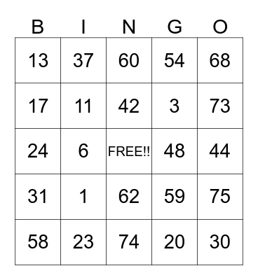 Valentine's Bingo Card