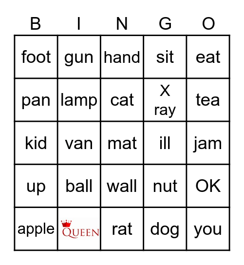 Word Bingo Card