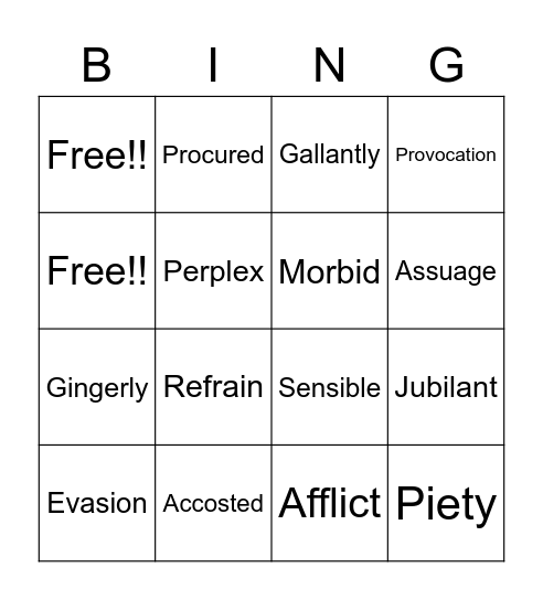 Vocab Bingo Card