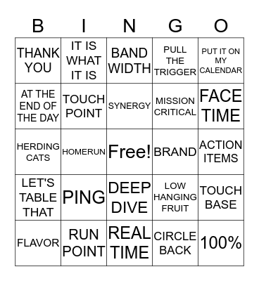 BUZZWORD Bingo Card