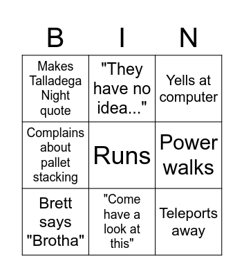 Brett Bingo Card