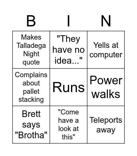 Brett Bingo Card