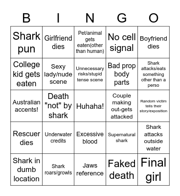 Shark Bait Huhaha Bingo Card