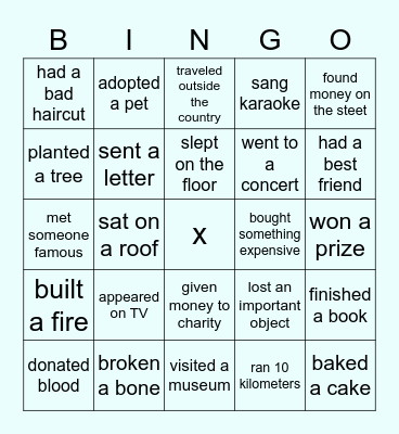 Have you ever? Bingo Card