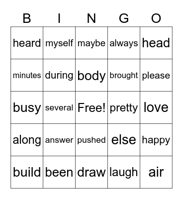 2-5a Bingo Card