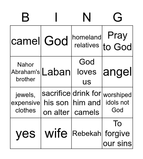ISAAC TAKES WIFE Bingo Card