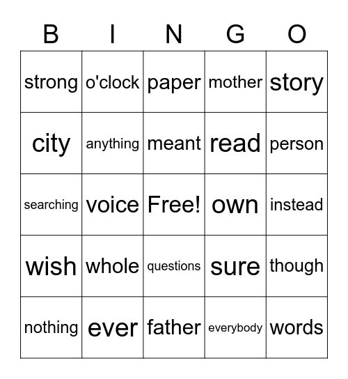 2-5b Bingo Card