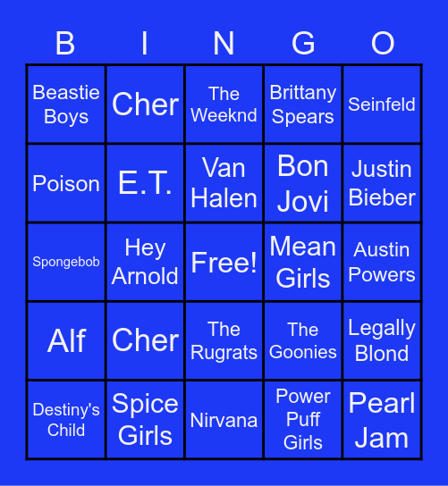 Time of Your Life BINGO Card