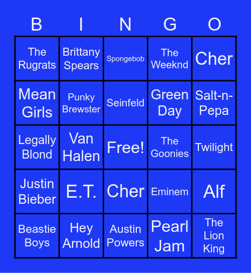 Time of Your Life BINGO Card