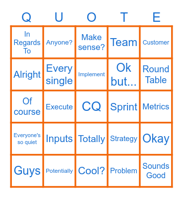Buzzword Bingo Card