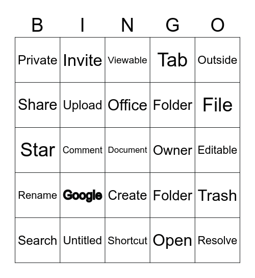 Google Docs Bingo Card